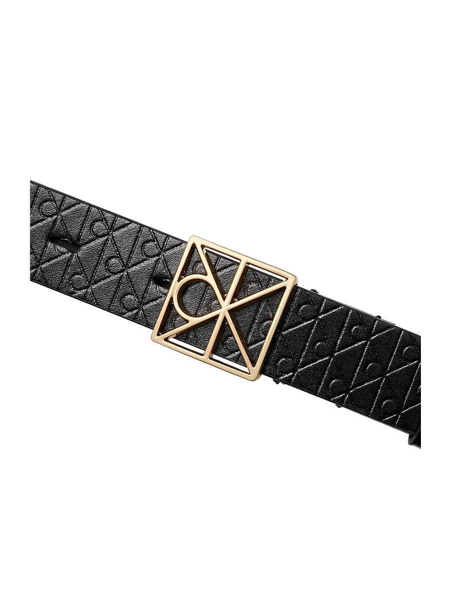 Calvin Klein - EMBLEM BUCKLE AOP STRAP 25MM - ledergürtel - black antique light gold - 2