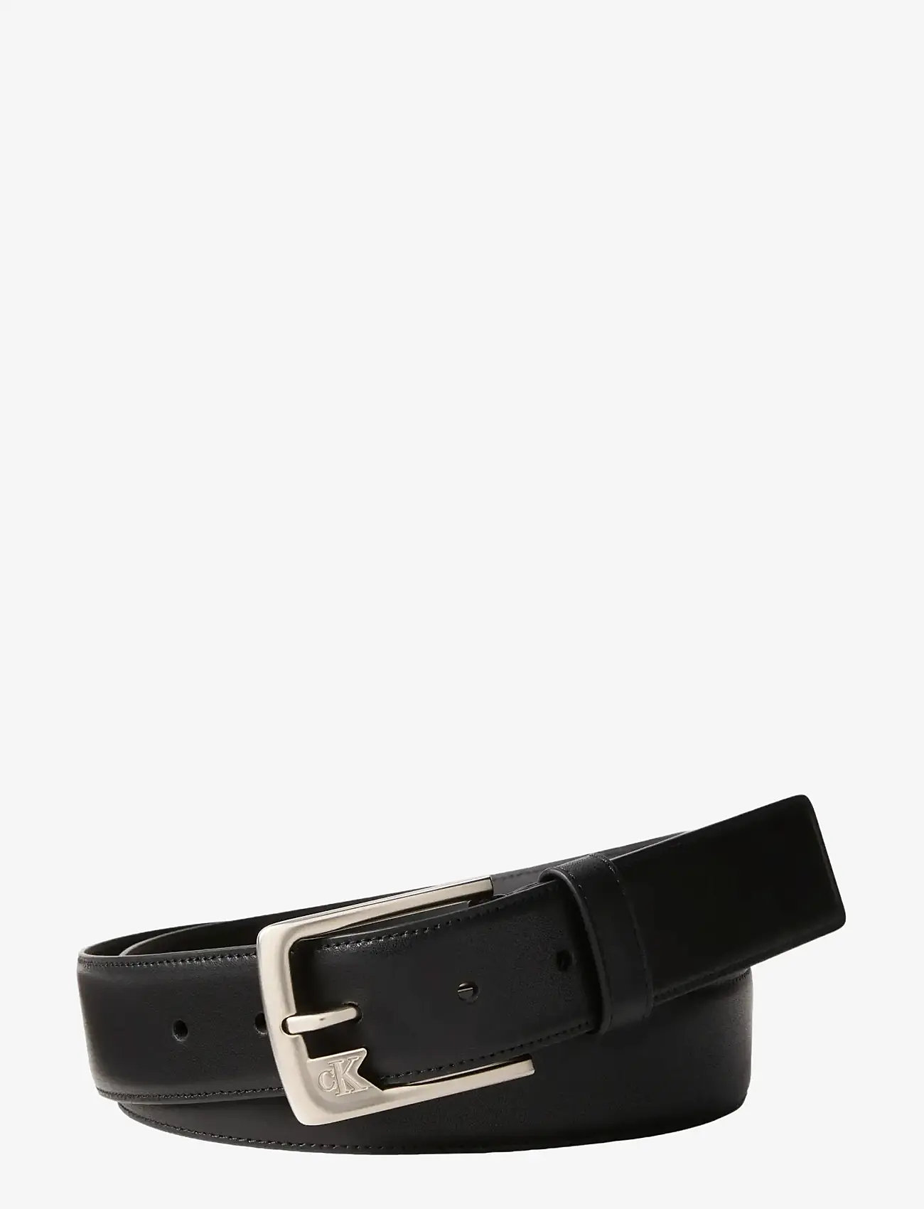 Calvin Klein - OVAL BUCKLE SHINY STRAP 15MM - læderbælter - black  tumbled deep gold - 0