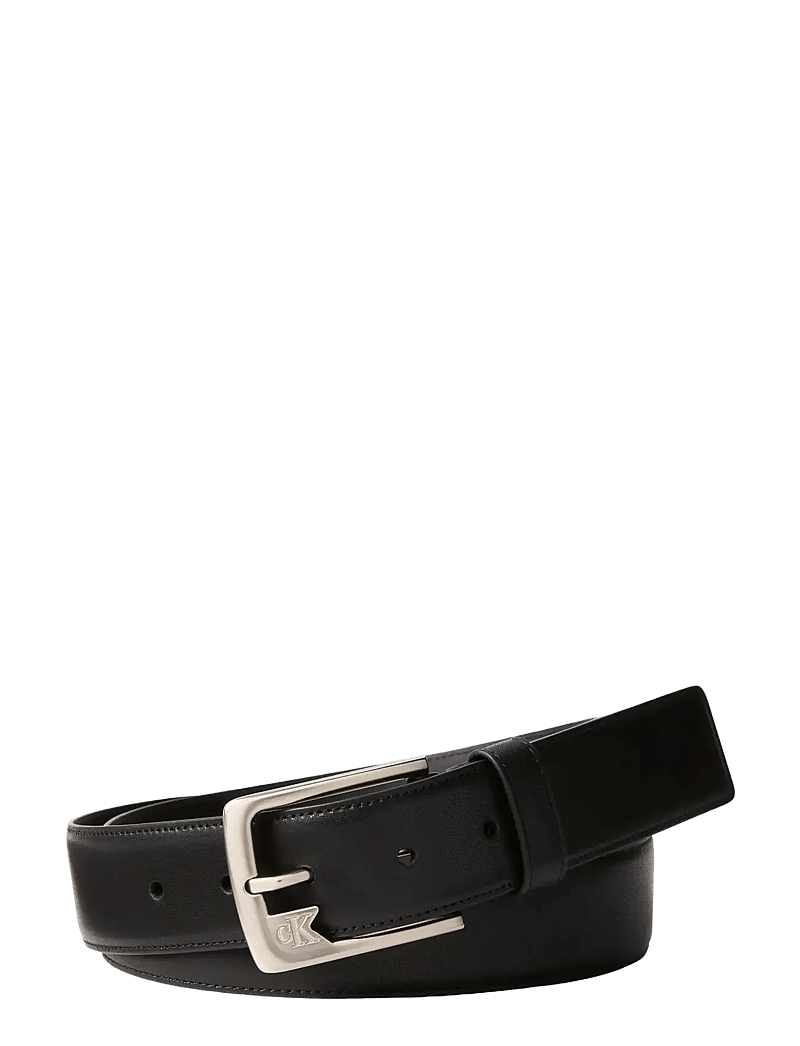 Calvin Klein - OVAL BUCKLE SHINY STRAP 15MM - læderbælter - black tumbled deep gold - 0