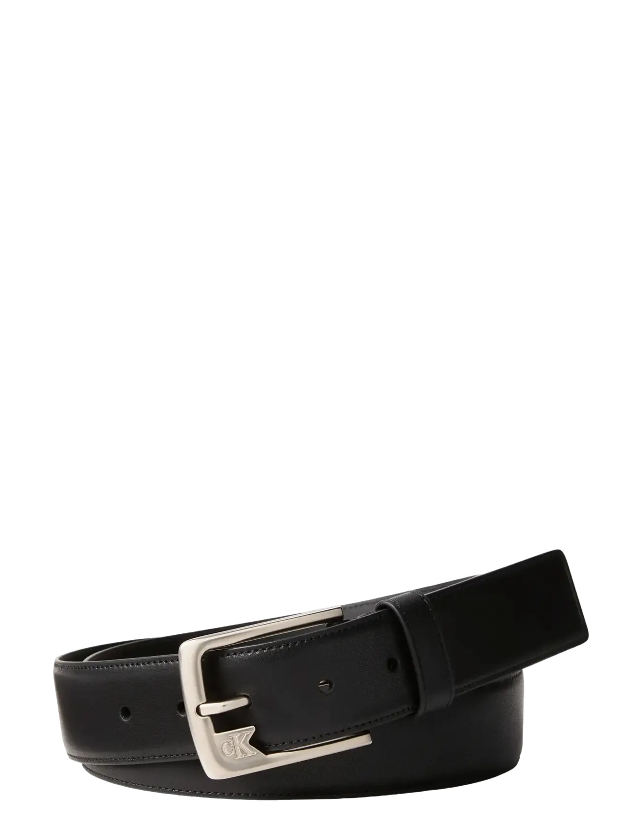 Calvin Klein OVAL BUCKLE SHINY STRAP 15MM - Akcesoria - BLACK  TUMBLED DEEP GOLD / black