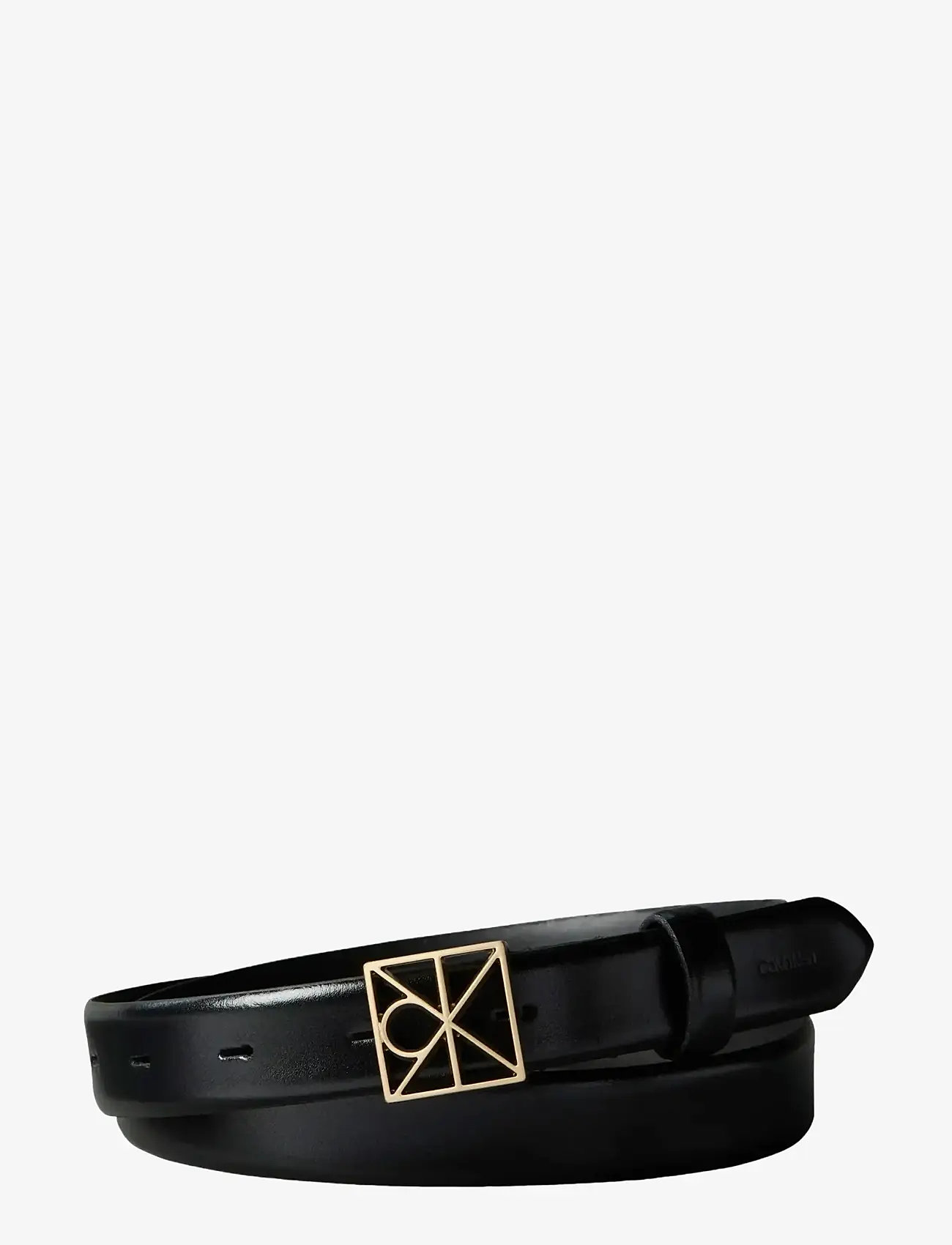 Calvin Klein - EMBLEM BUCKLE 25MM FIXED SMOOTH - igapäevased vööd - black   antique light gold - 0