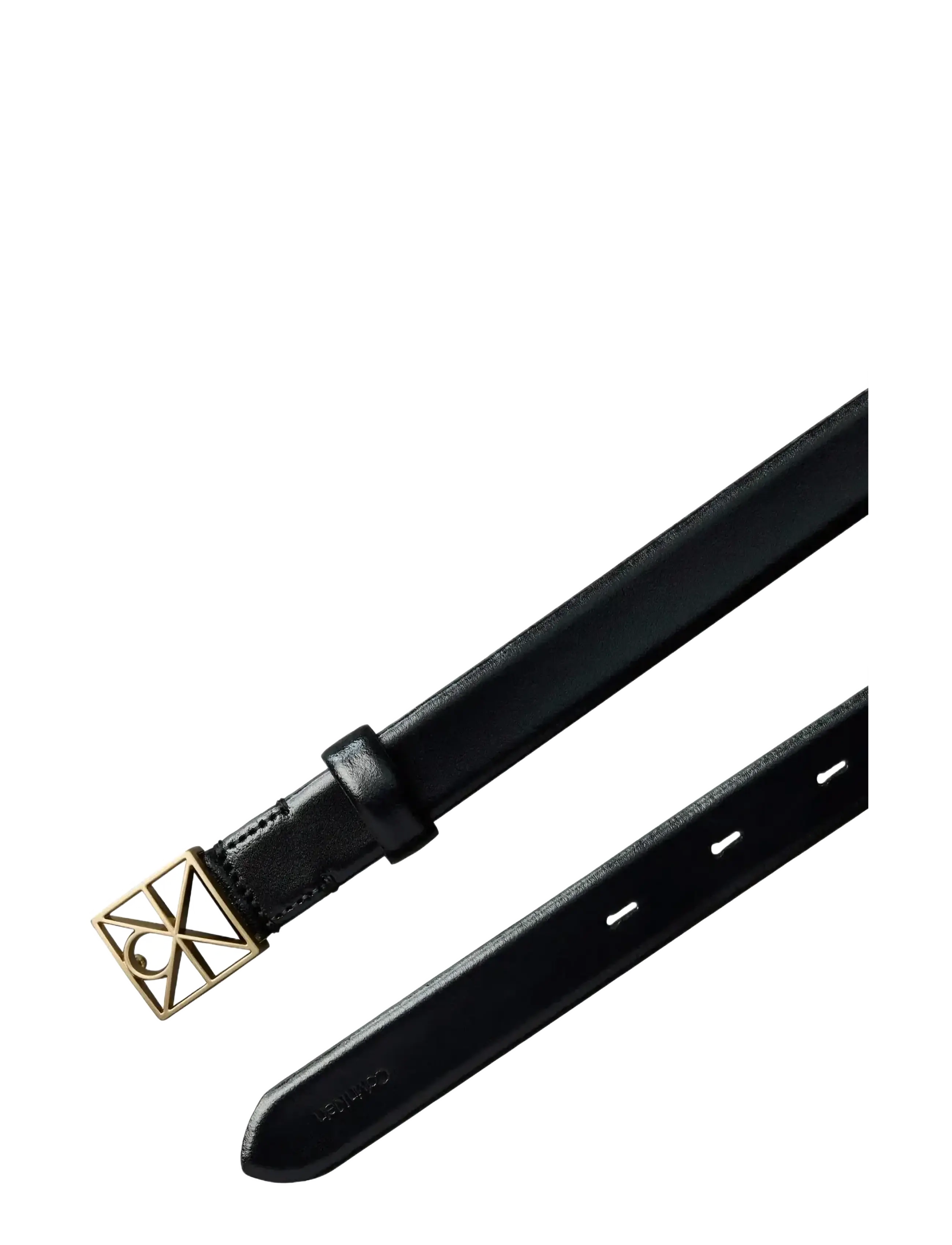 Calvin Klein - EMBLEM BUCKLE 25MM FIXED SMOOTH - black   antique light gold - 1