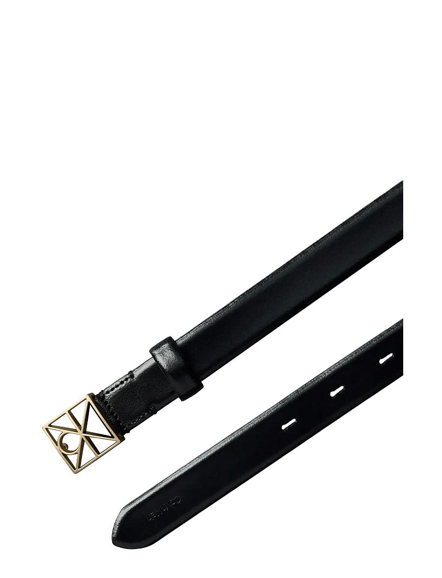 Calvin Klein - EMBLEM BUCKLE 25MM FIXED SMOOTH - nahkrihmad - black antique light gold - 1