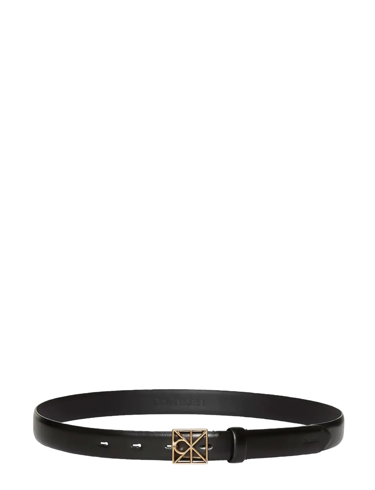 Calvin Klein - EMBLEM BUCKLE 25MM FIXED SMOOTH - black   antique light gold - 2