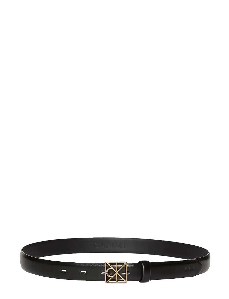 Calvin Klein - EMBLEM BUCKLE 25MM FIXED SMOOTH - nahkrihmad - black antique light gold - 2