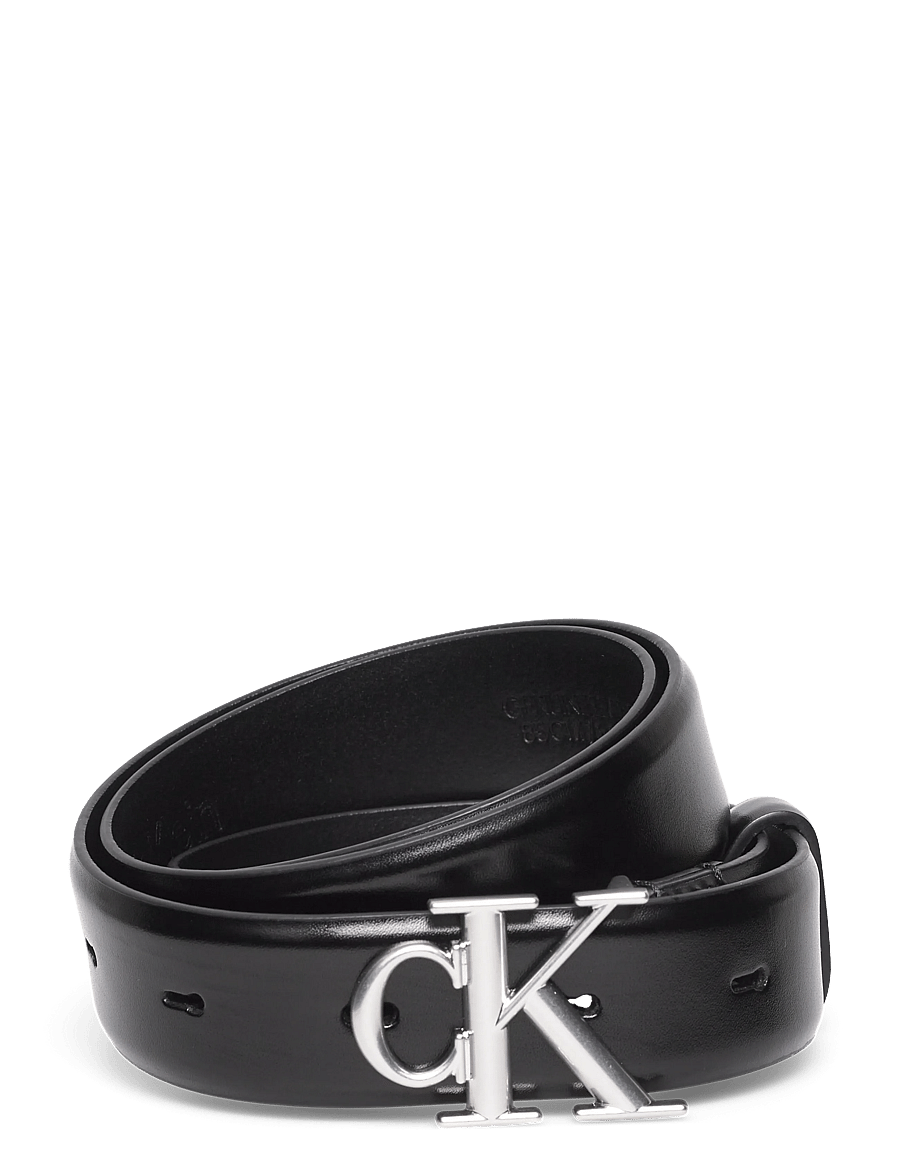 Calvin Klein - ROUND CK BUCKLE 30MM BELT SMOOTH - læderbælter - black antique nickel - 0