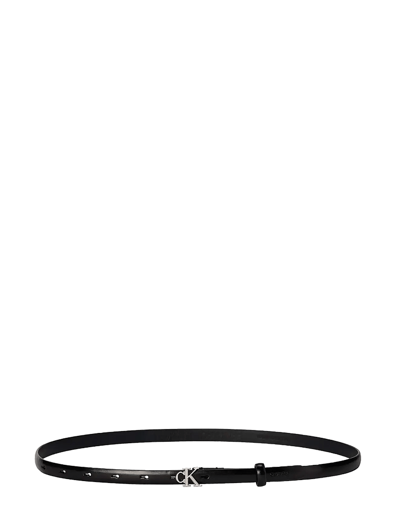 Calvin Klein - ROUND CK BUCKLE SMOOTH 15MM - læderbælter - ck black antique nickel - 0