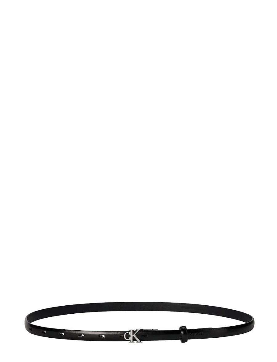 Calvin Klein - ROUND CK BUCKLE SMOOTH 15MM - paski skórzane - ck black antique nickel - 0