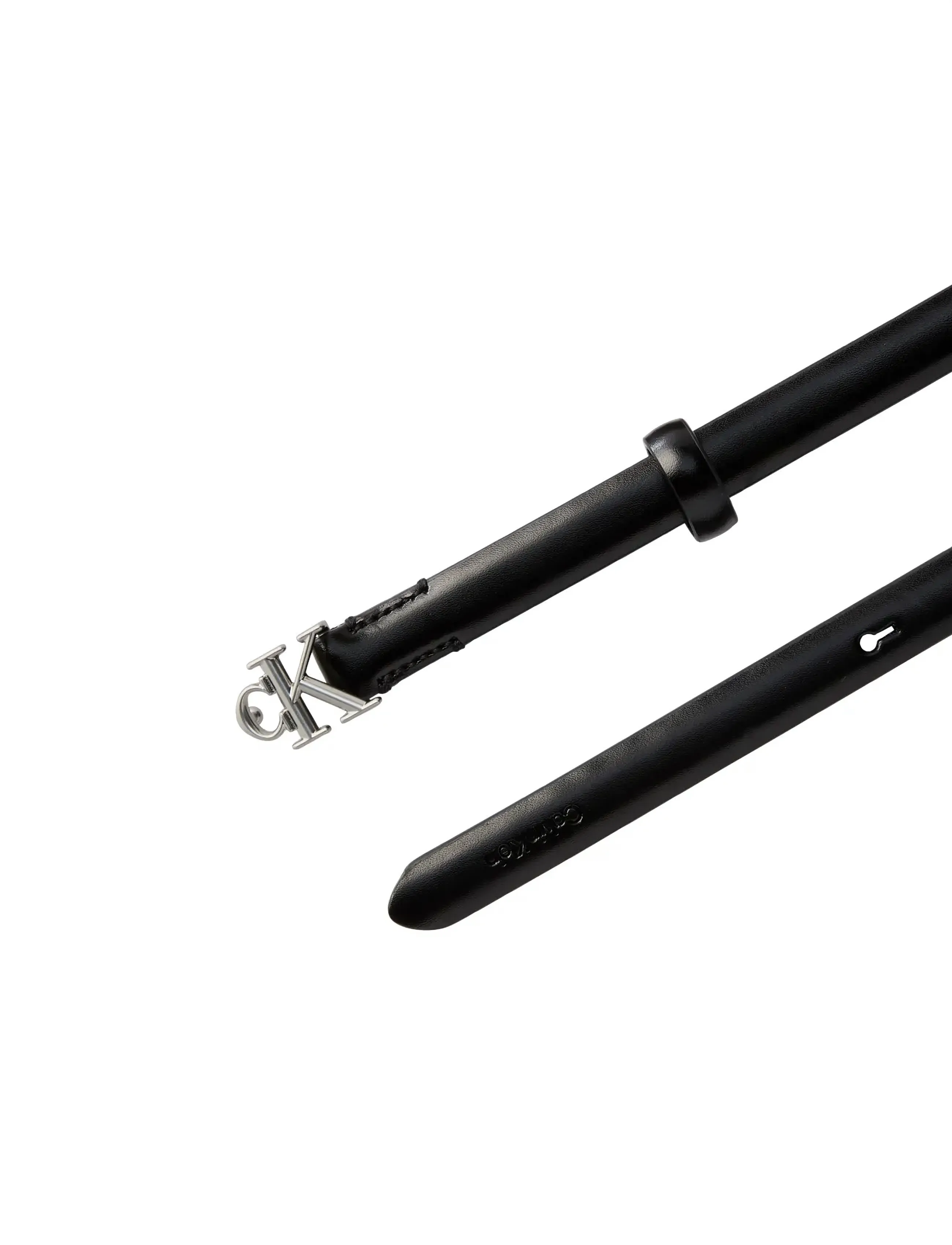 Calvin Klein - ROUND CK BUCKLE SMOOTH 15MM - paski skórzane - ck black   antique nickel - 1