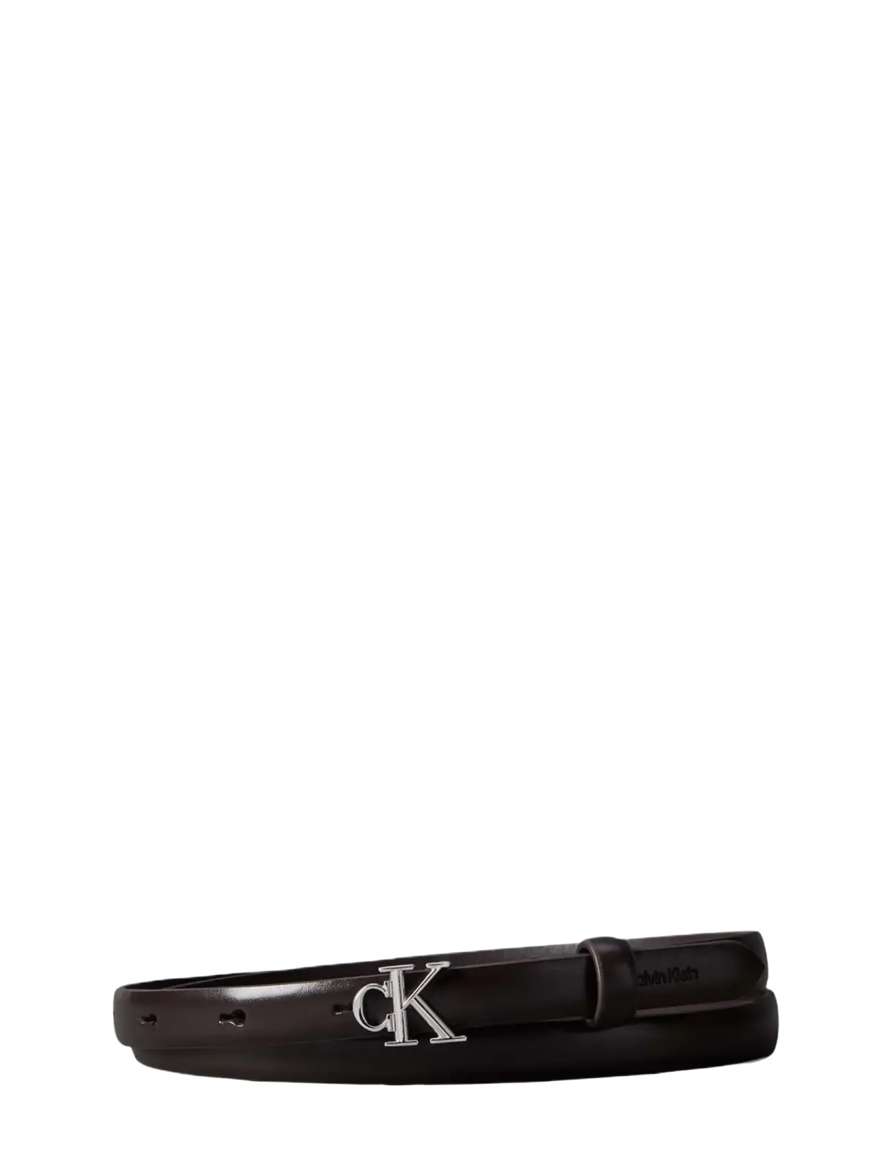 Calvin Klein ROUND CK BUCKLE SMOOTH 15MM - Aksessuaarid - DELICIOSO  SHINY NICKEL / brown