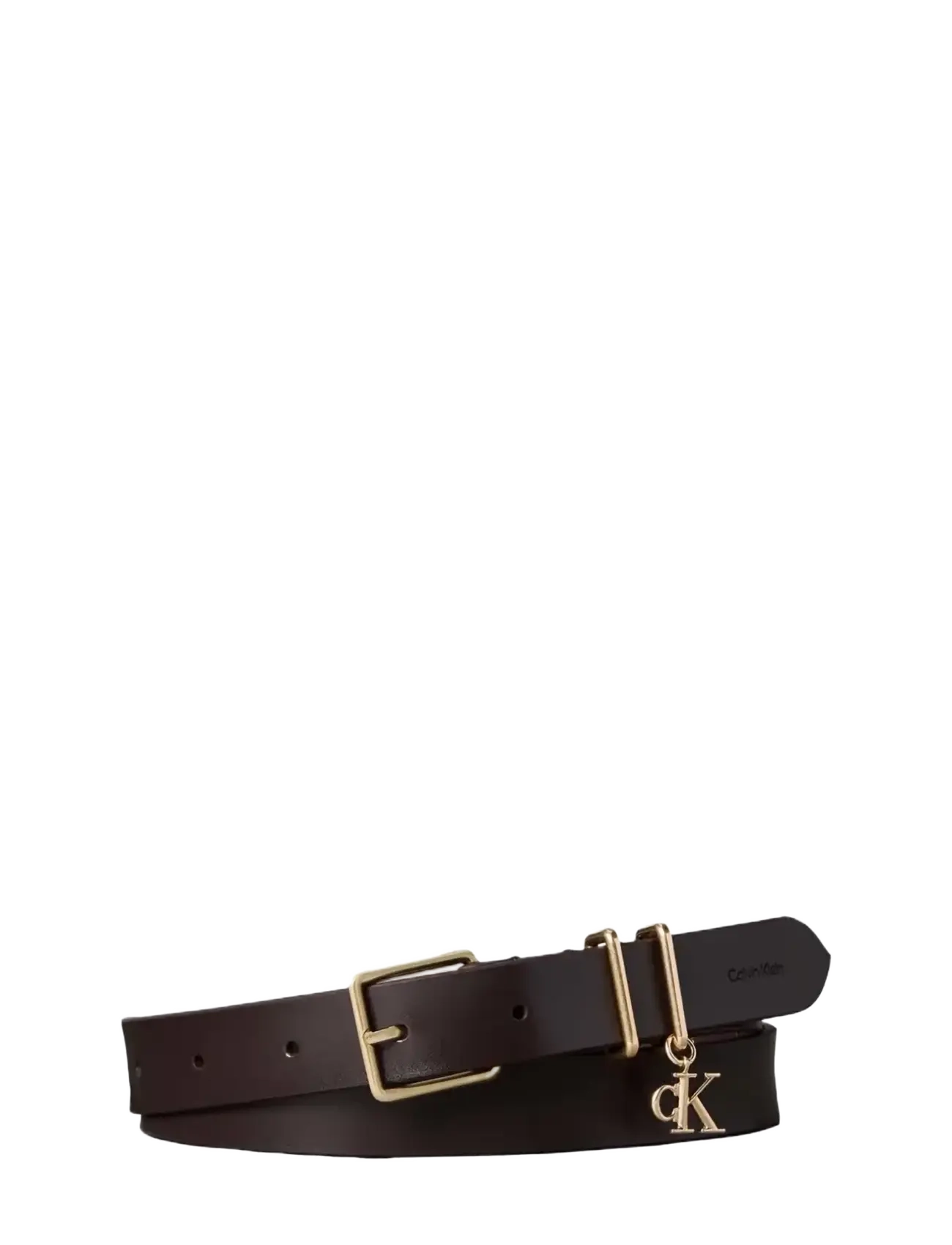 Calvin Klein MONOGRAM CHARM  KEEPER BELT 25MM - Calvin Klein - DELICIOSO  ANTIQUE LIGHT GOLD / brown