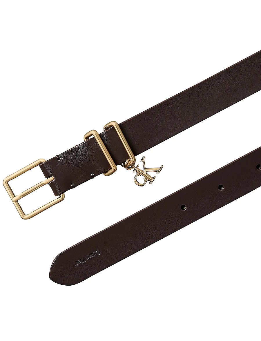 Calvin Klein - MONOGRAM CHARM KEEPER BELT 25MM - læderbælter - delicioso antique light gold - 2