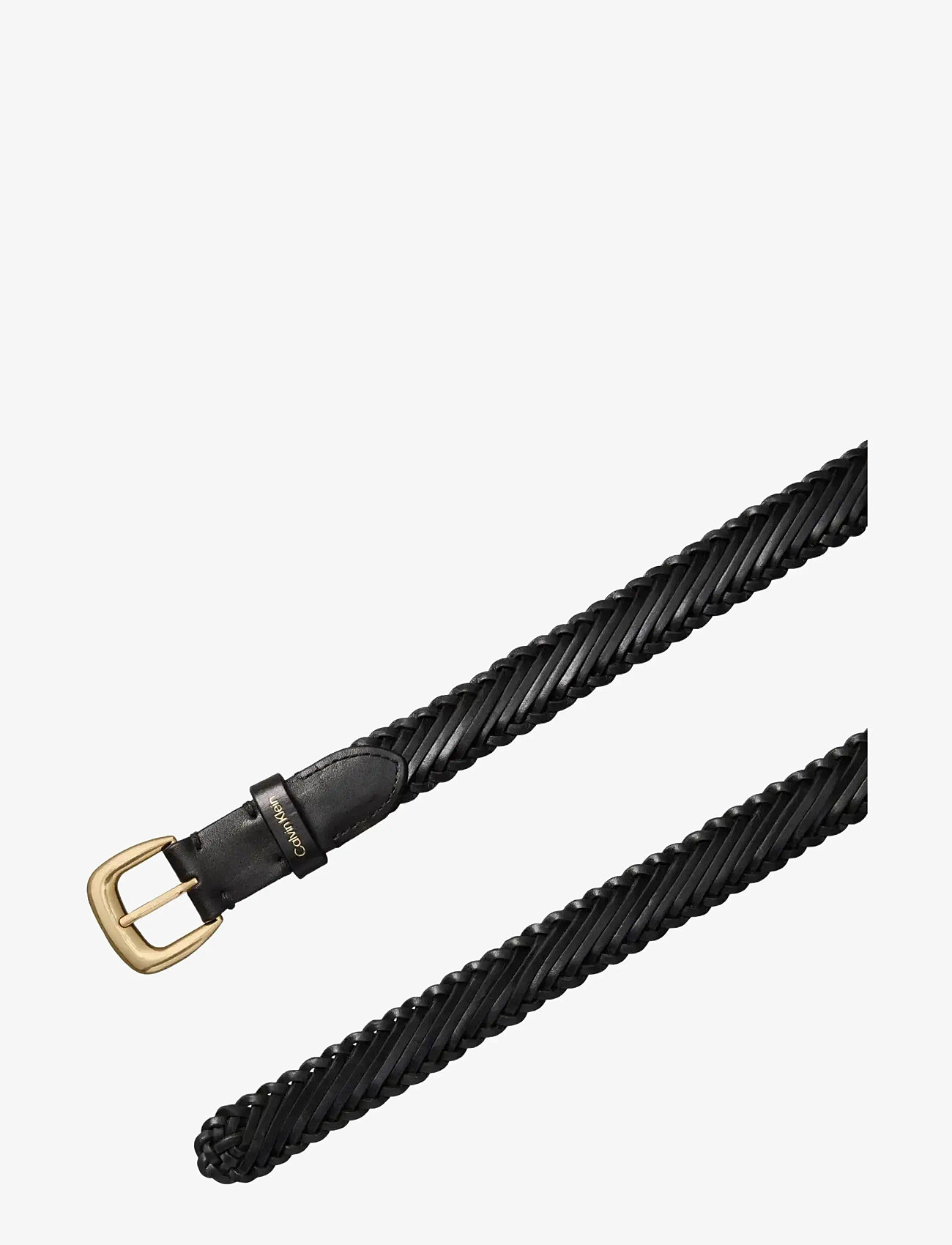 Calvin Klein - BRAIDED LOGO BUCKLE 25MM - flettede bælter - black   antique light gold - 1