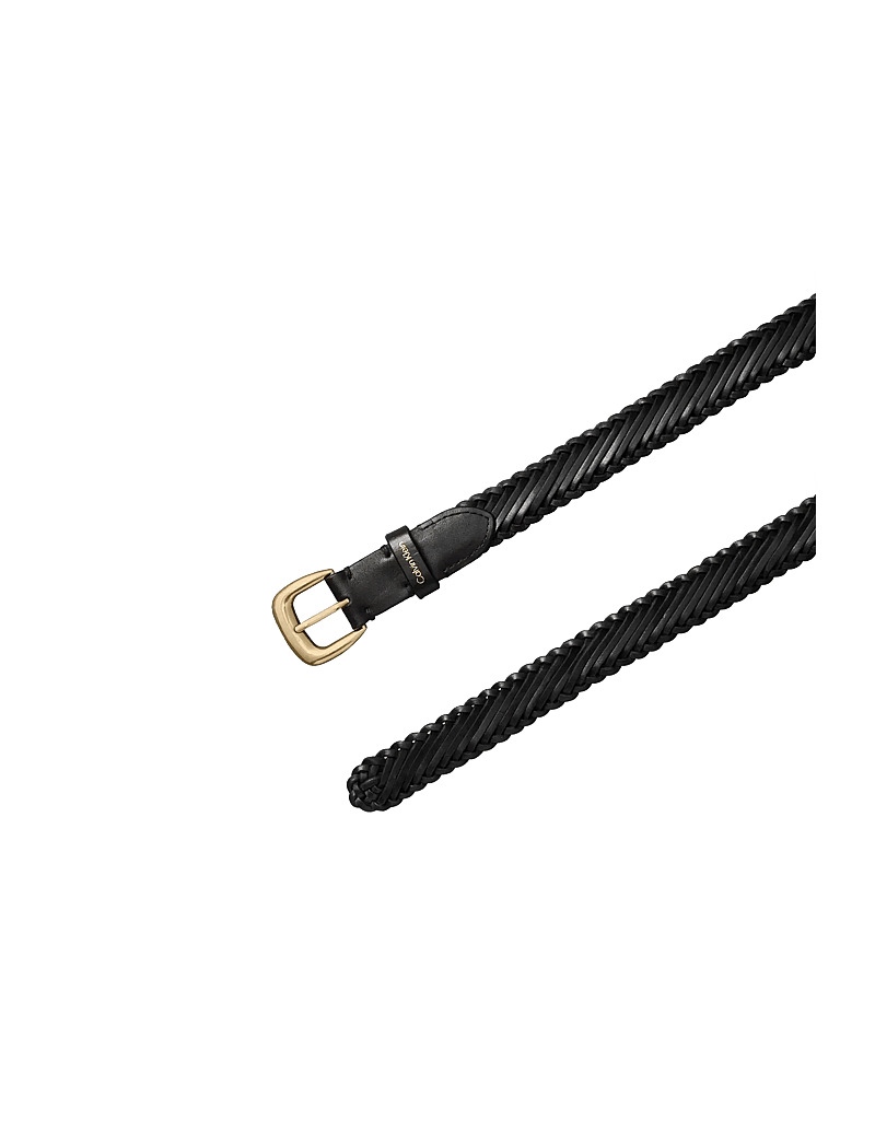 Calvin Klein - BRAIDED LOGO BUCKLE 25MM - paski plecione - black antique light gold - 1