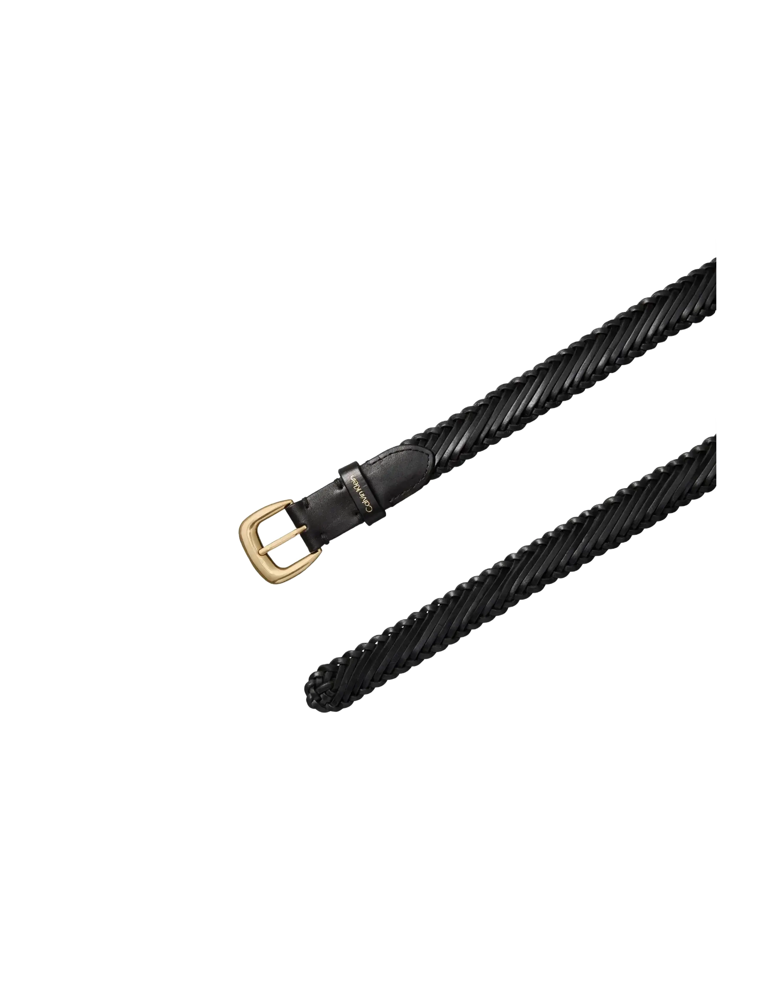 Calvin Klein - BRAIDED LOGO BUCKLE 25MM - braided belts - black   antique light gold - 1