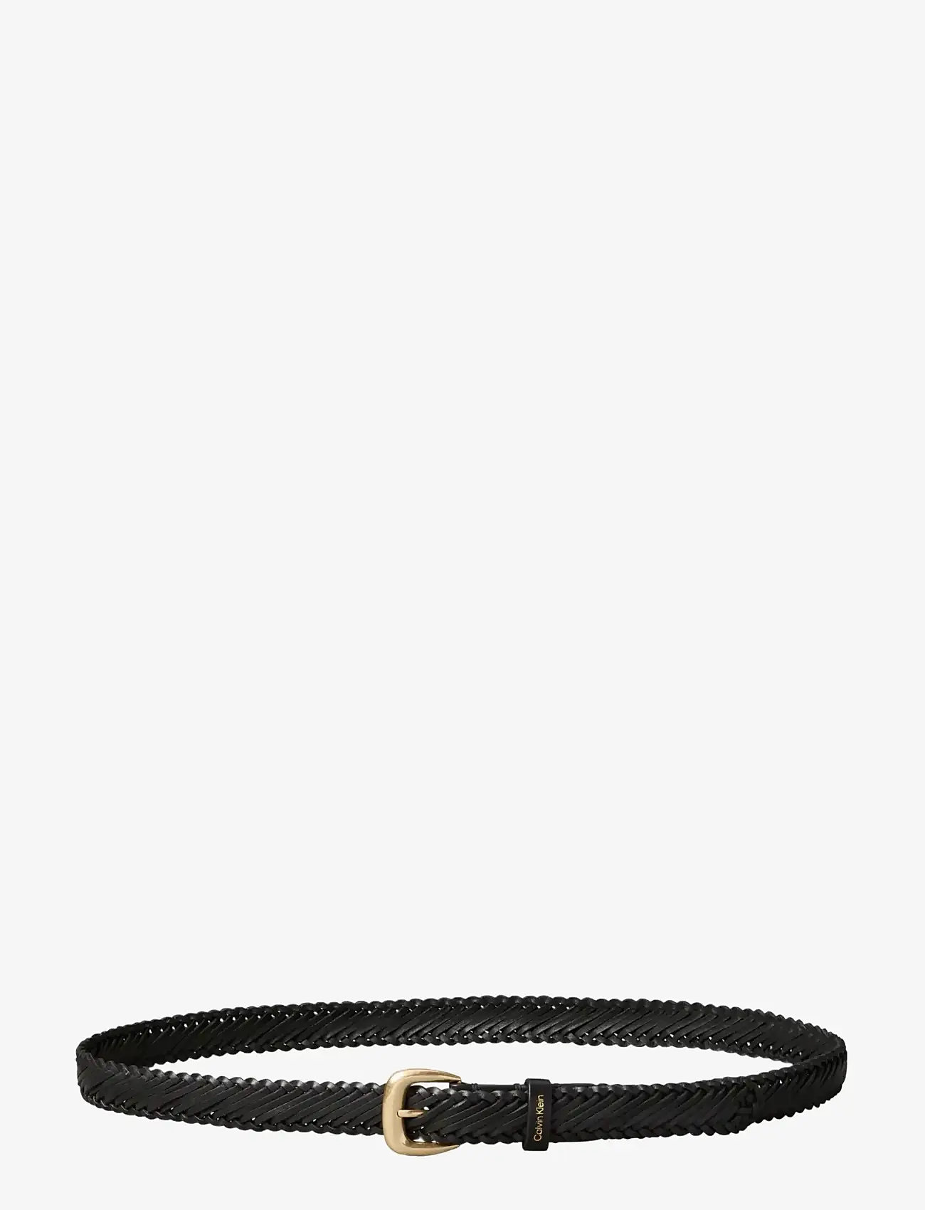 Calvin Klein - BRAIDED LOGO BUCKLE 25MM - flettede bælter - black   antique light gold - 2