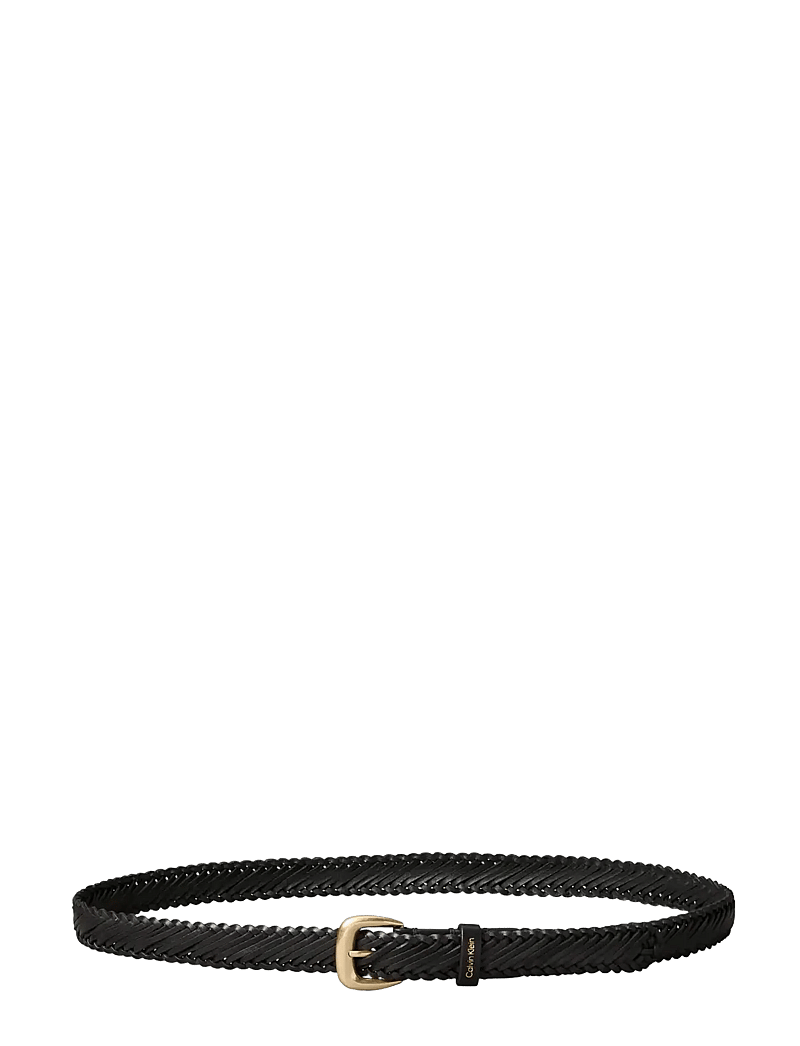Calvin Klein - BRAIDED LOGO BUCKLE 25MM - paski plecione - black antique light gold - 2