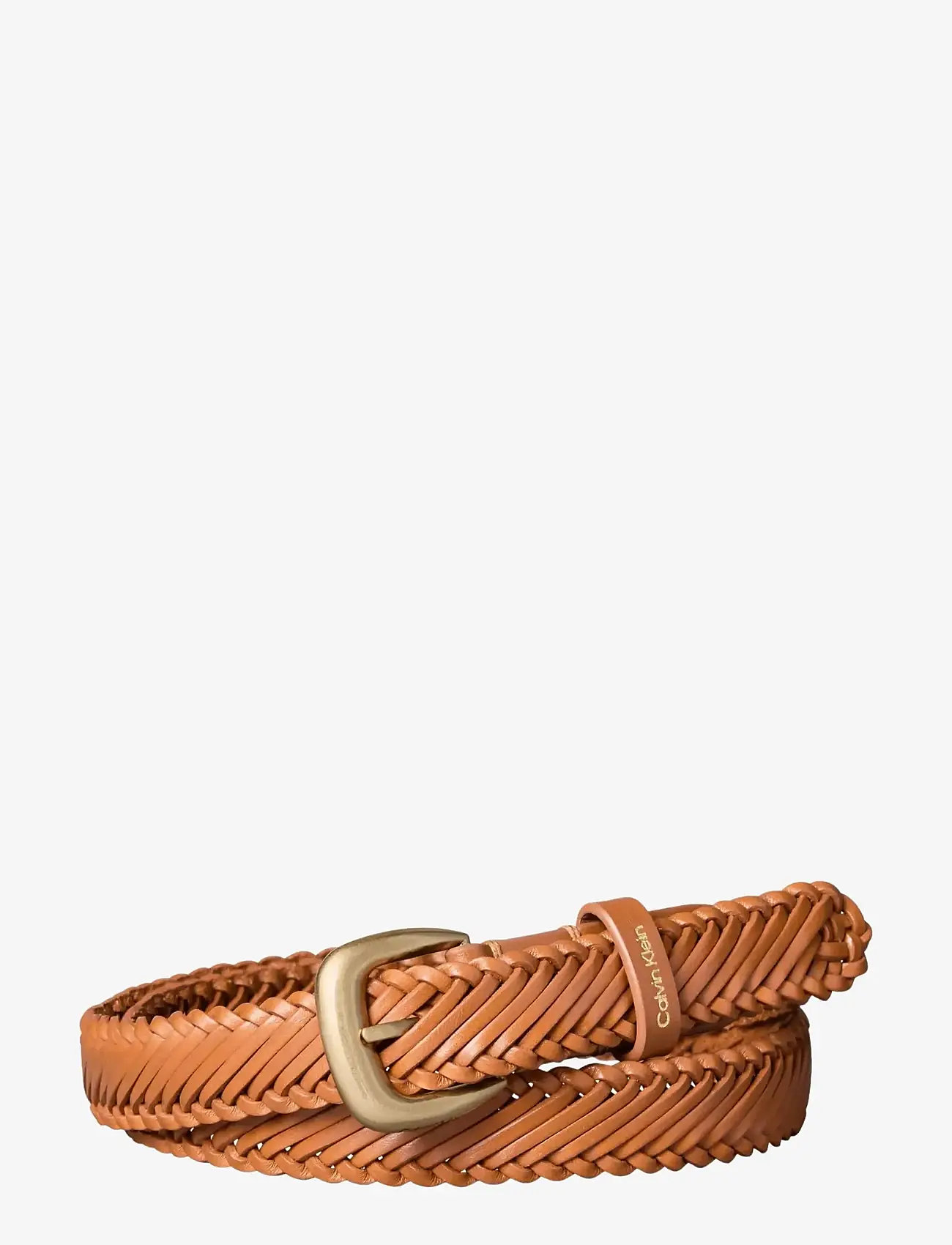 Calvin Klein - BRAIDED LOGO BUCKLE 25MM - flettede bælter - argan oil   antique light gold - 0