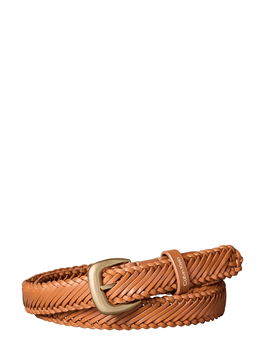 Calvin Klein - BRAIDED LOGO BUCKLE 25MM - ledergürtel - argan oil antique light gold - 0
