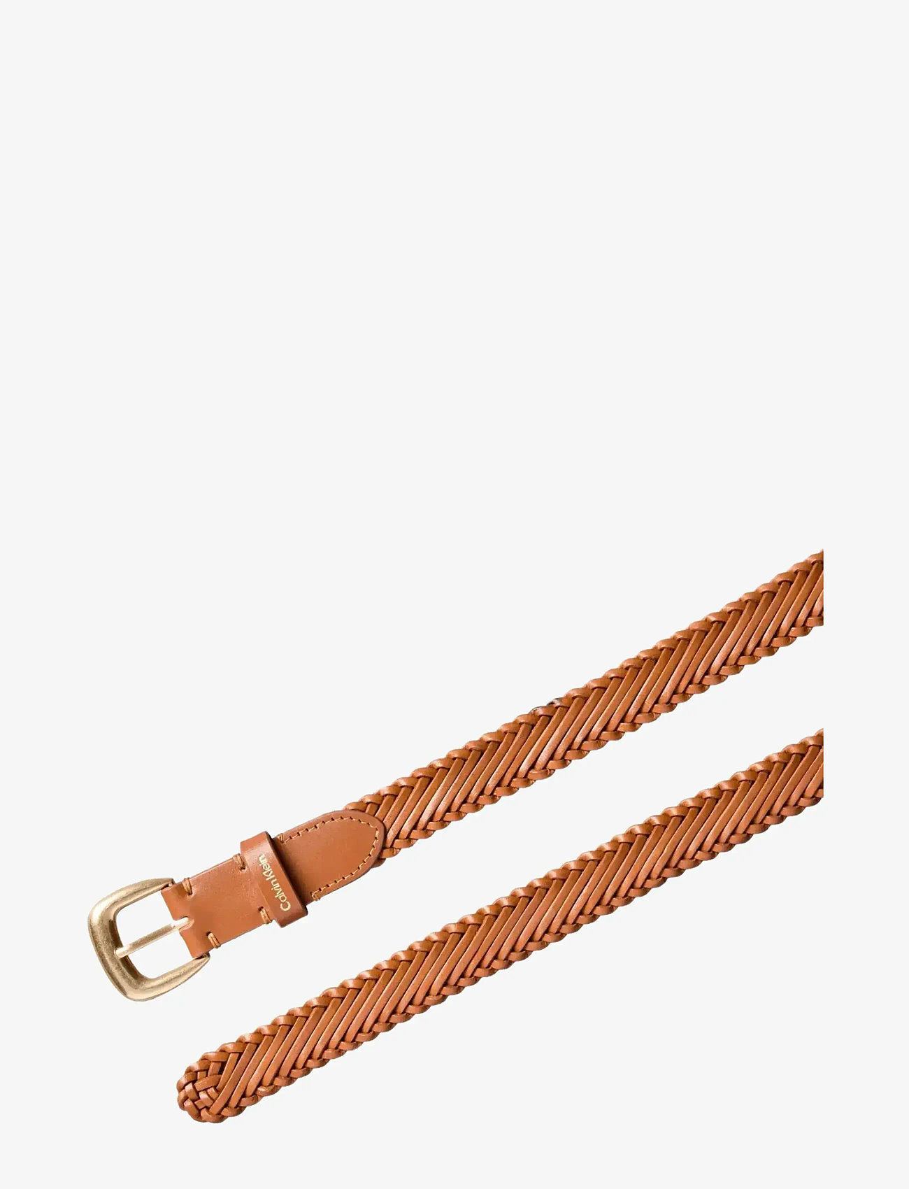 Calvin Klein - BRAIDED LOGO BUCKLE 25MM - flettede bælter - argan oil   antique light gold - 1