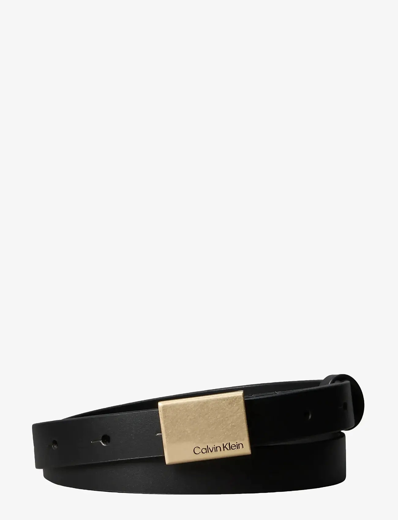 Calvin Klein - TITLECASE PLAQUE BELT 20MM - casual bælter - black   antique light gold - 0