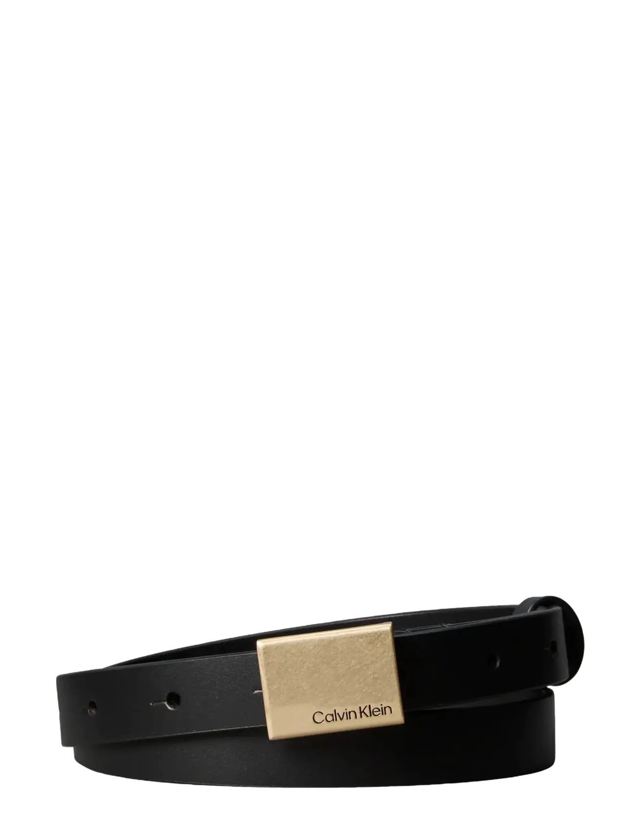 Calvin Klein TITLECASE PLAQUE BELT 20MM - Akcesoria - BLACK   ANTIQUE LIGHT GOLD / black