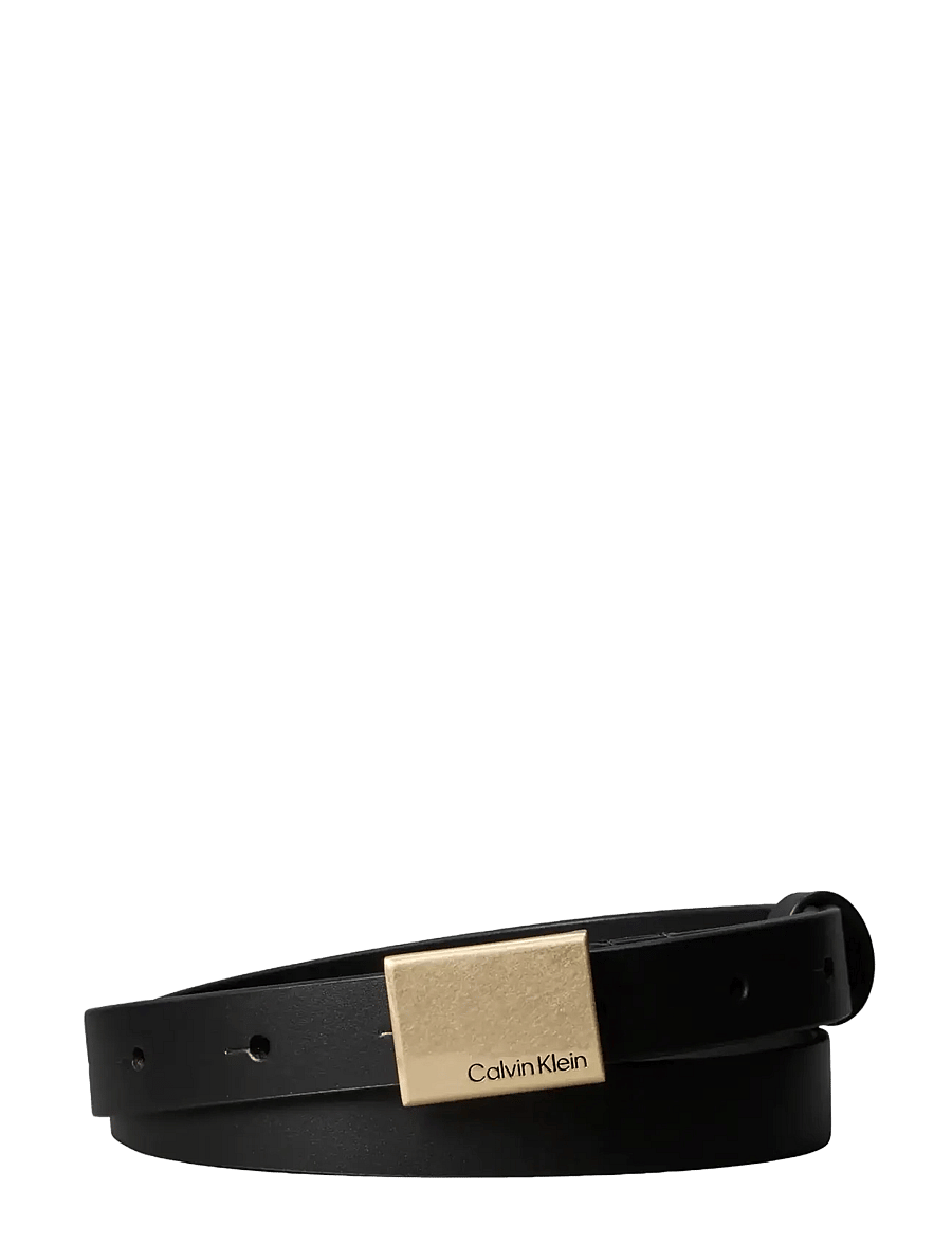 Calvin Klein - TITLECASE PLAQUE BELT 20MM - læderbælter - black antique light gold - 0