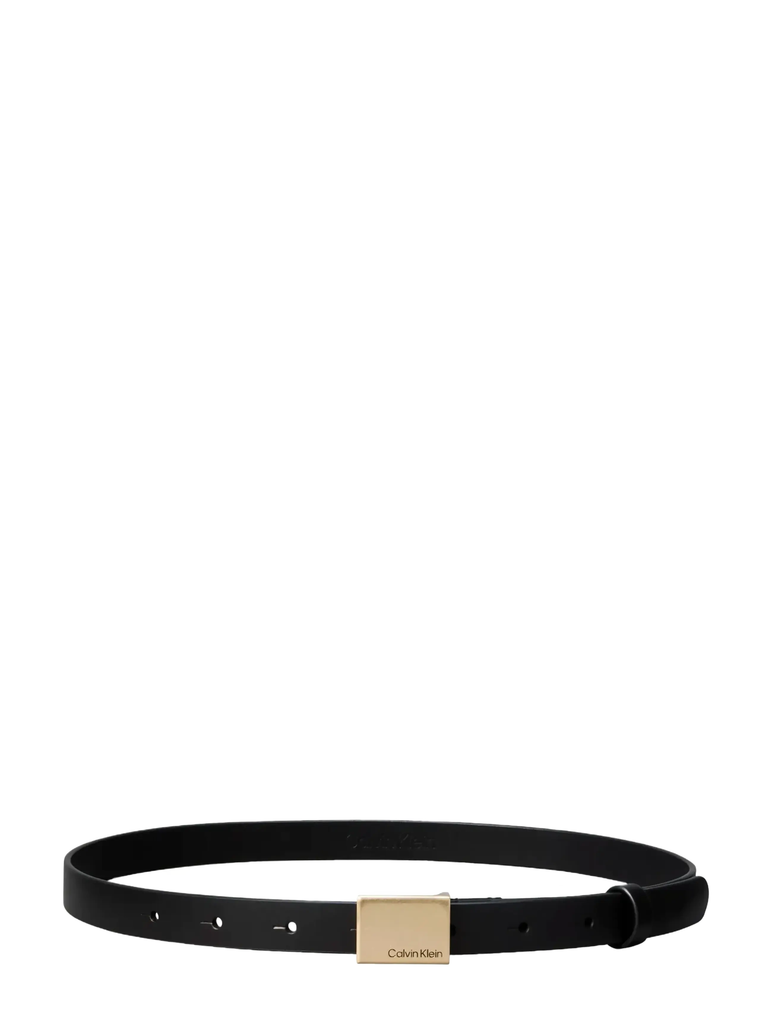 Calvin Klein - TITLECASE PLAQUE BELT 20MM - casual belts - black   antique light gold - 1