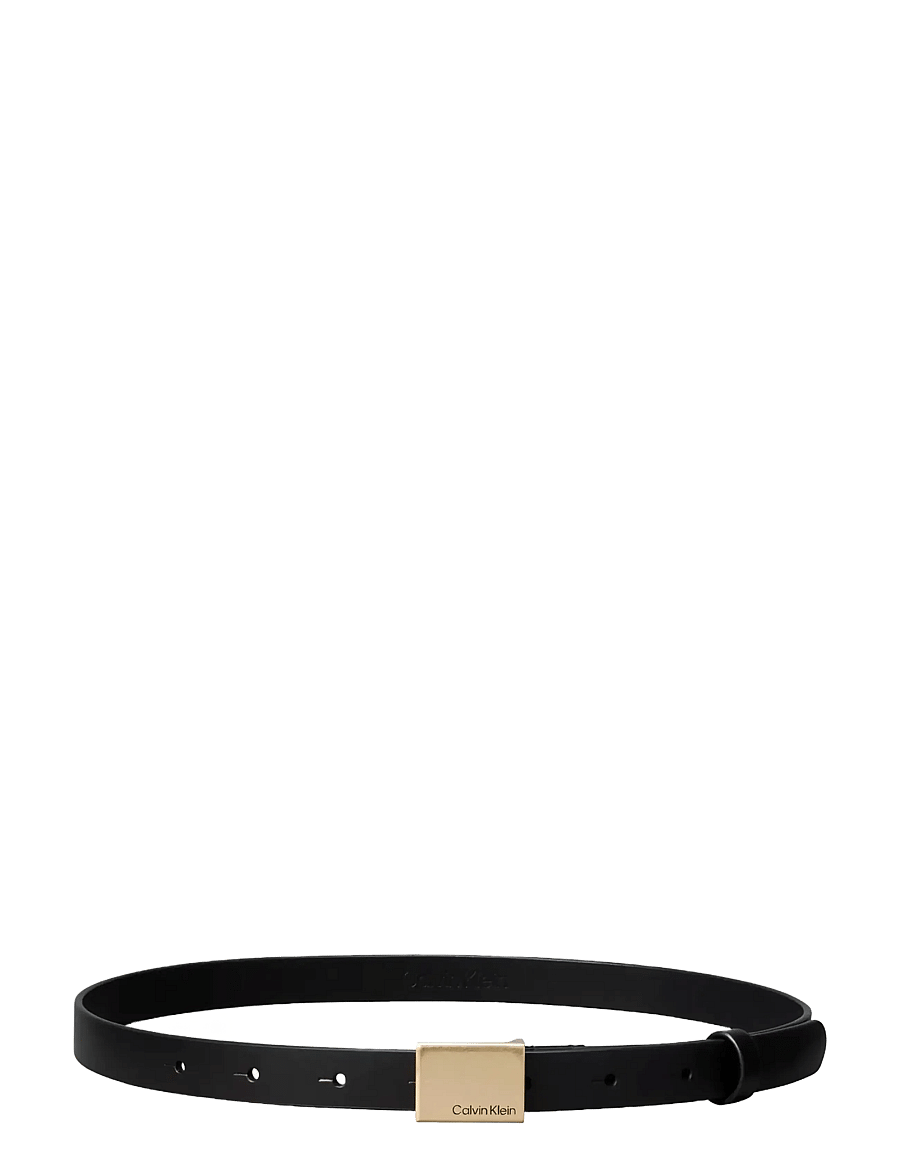 Calvin Klein - TITLECASE PLAQUE BELT 20MM - læderbælter - black antique light gold - 1