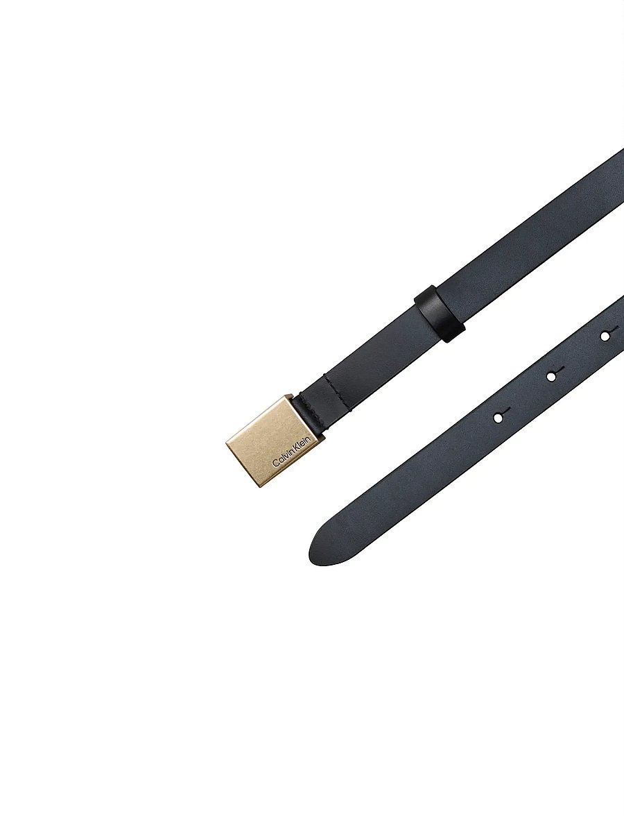 Calvin Klein - TITLECASE PLAQUE BELT 20MM - læderbælter - black antique light gold - 2