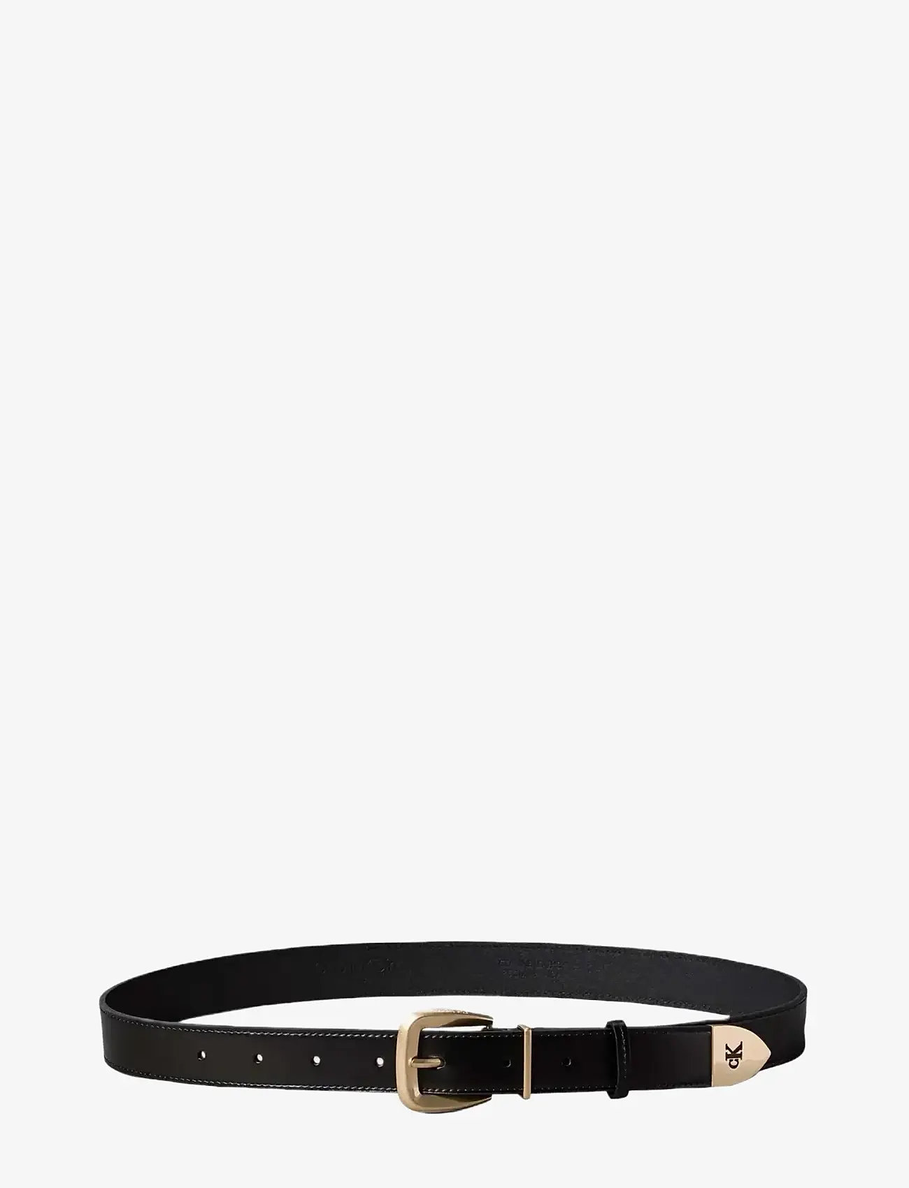 Calvin Klein - HW END TIP BUCKLE BELT 30MM - læderbælter - black   antique light gold - 0