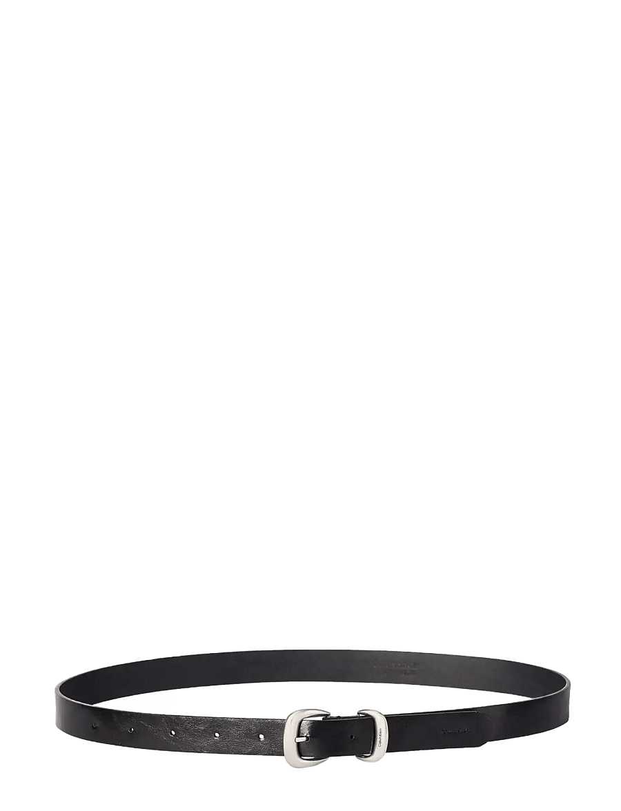 Calvin Klein - 2PIECE LOGO BUCKLE 25MM GLOSSY - paski skórzane - black antique nickel - 0