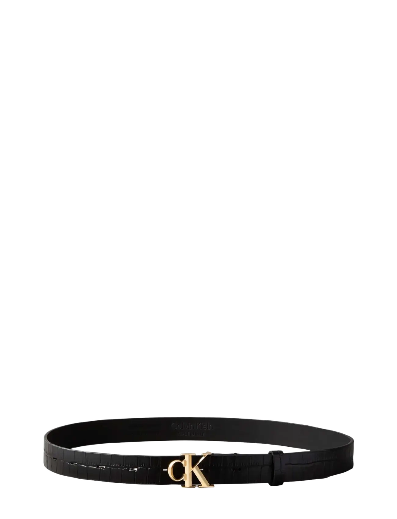 Calvin Klein - FACET CK BUCKLE CROC STRAP 25MM - black   antique light gold - 1