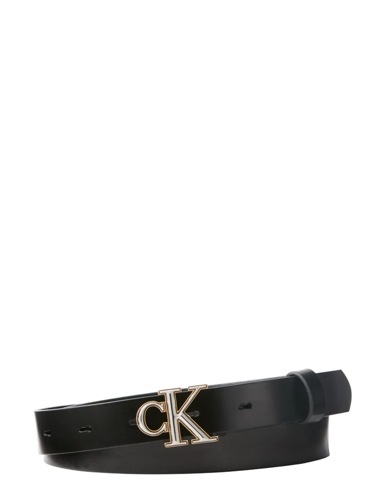Calvin Klein ROUND CK 2COLOR BUCKLE SMOOTH 25 - Læderbælter - CK BLACK   TWO TONE / black