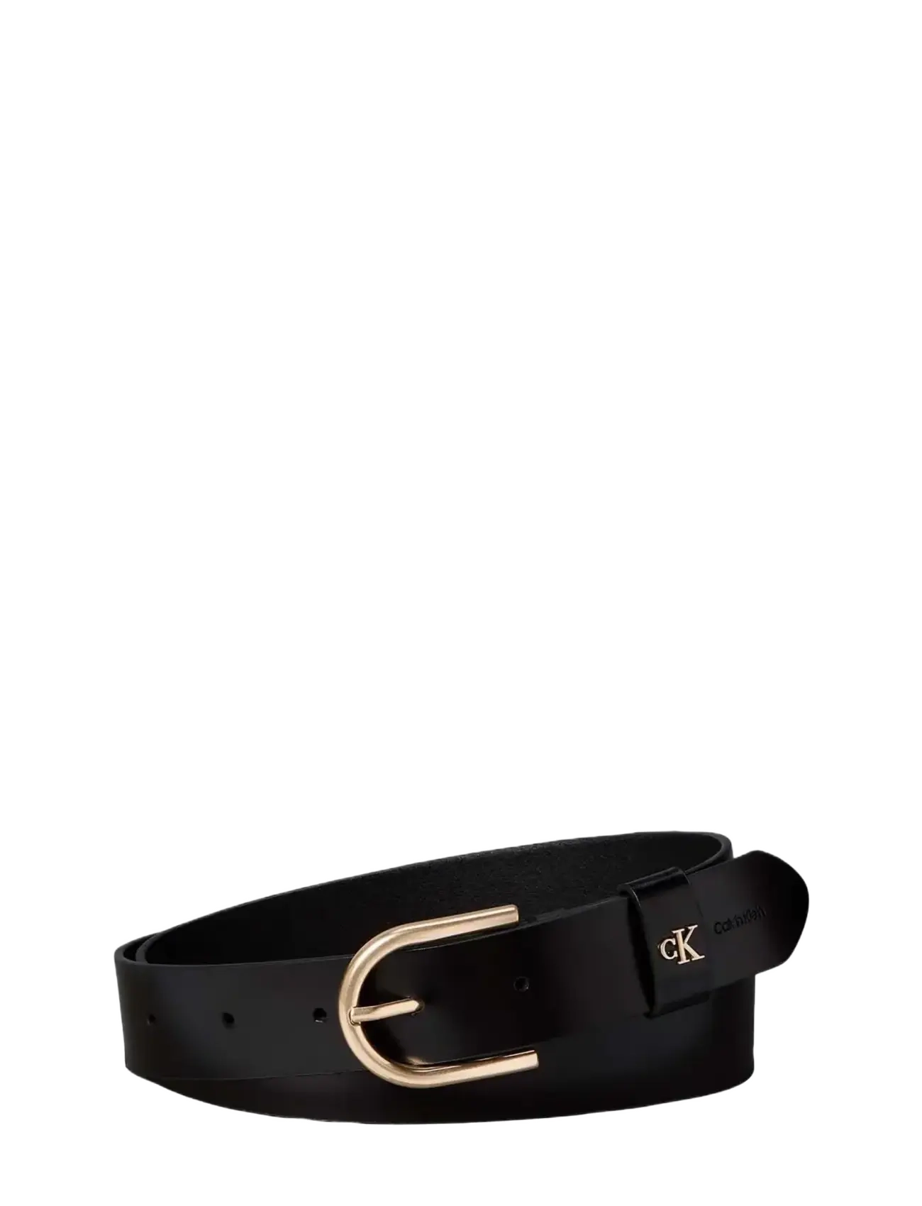 Calvin Klein ROUNDED BUCKLE CK LOOP 35MM - Accessoarer - BLACK   ANTIQUE LIGHT GOLD / black