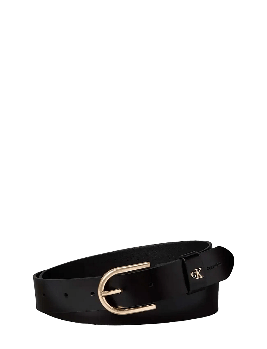 Calvin Klein - ROUNDED BUCKLE CK LOOP 35MM - black antique light gold - 0