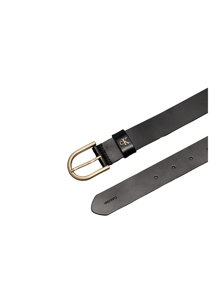Calvin Klein - ROUNDED BUCKLE CK LOOP 35MM - black antique light gold - 1
