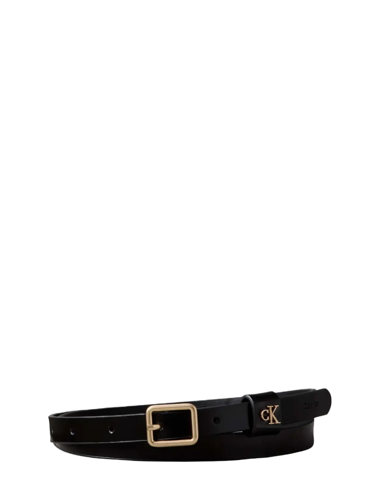 Calvin Klein SQUARE BUCKLE CK LOOP 15MM - Mode trends - BLACK   ANTIQUE LIGHT GOLD / black
