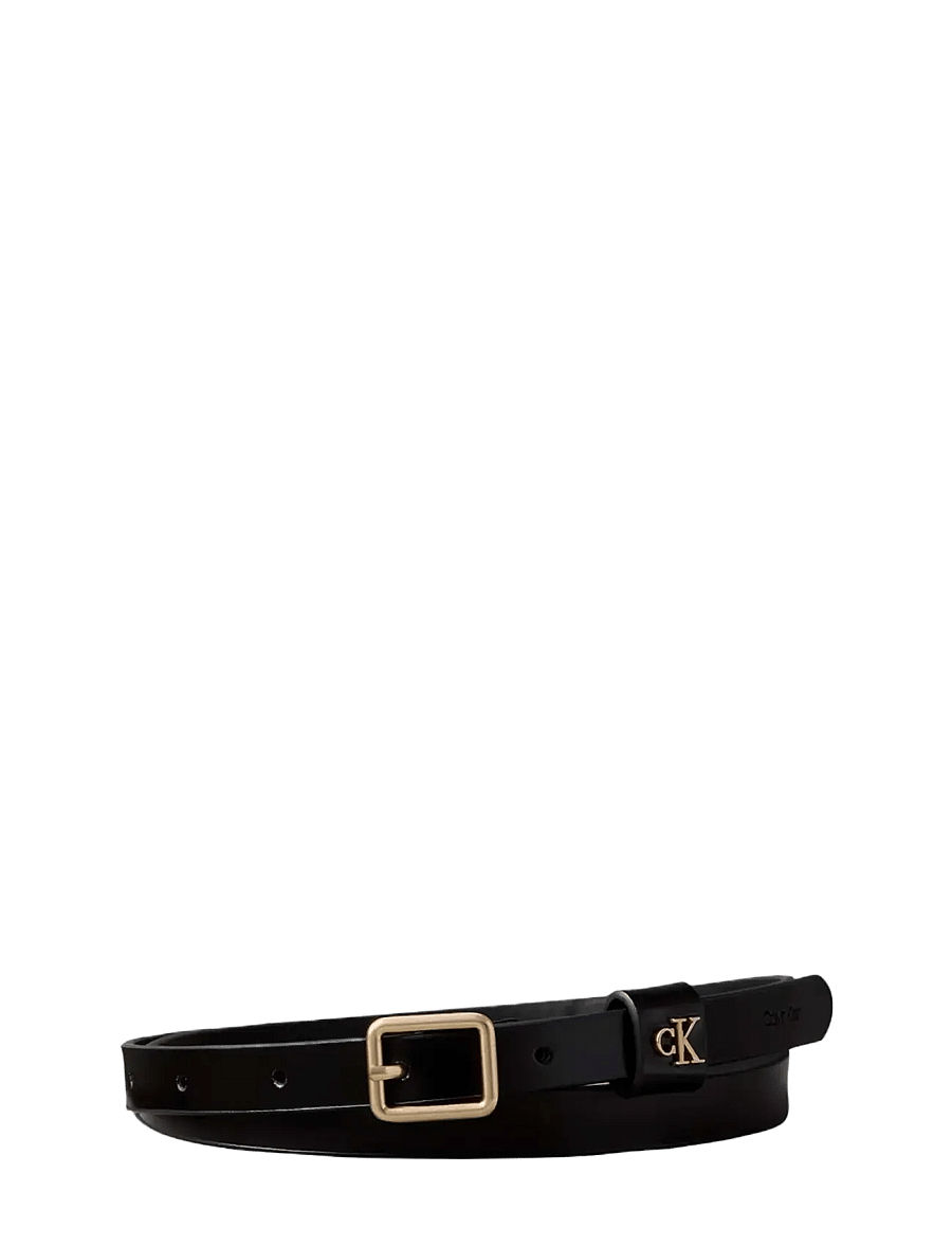 Calvin Klein - SQUARE BUCKLE CK LOOP 15MM - ledergürtel - black antique light gold - 0