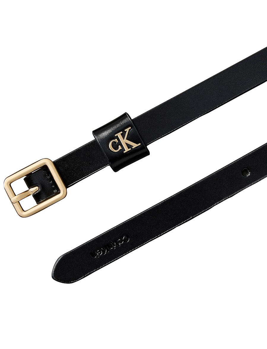 Calvin Klein - SQUARE BUCKLE CK LOOP 15MM - ledergürtel - black antique light gold - 2