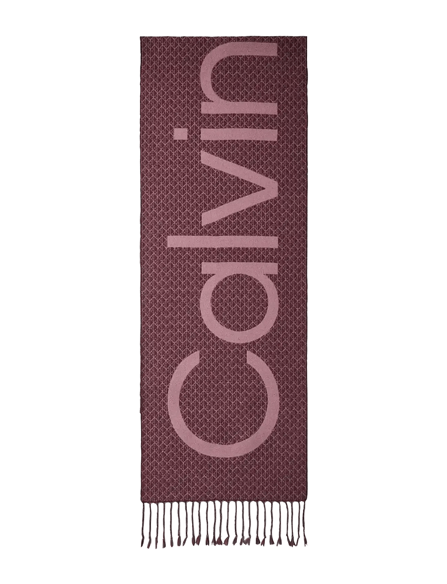Calvin Klein - AOP BOLD LOGO WOVEN MW SCARF - halstørklæder - fudge - 0