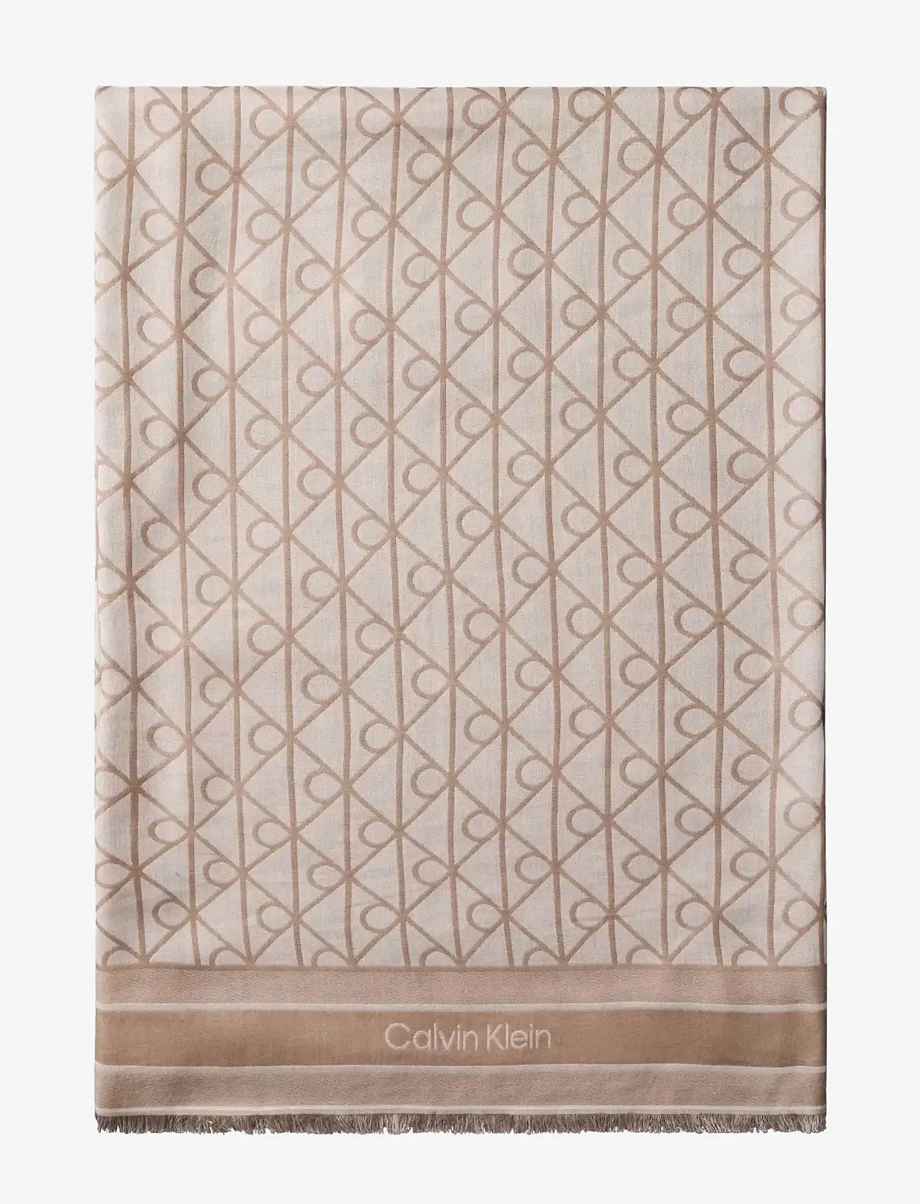 Calvin Klein - EMBLEM AOP JACQUARD SQUARE SCARF - tynde tørklæder - desert taupe - 0