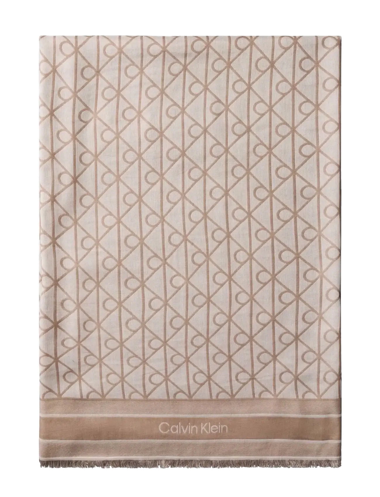 Calvin Klein EMBLEM AOP JACQUARD SQUARE SCARF - Transitional Layering - DESERT TAUPE / beige