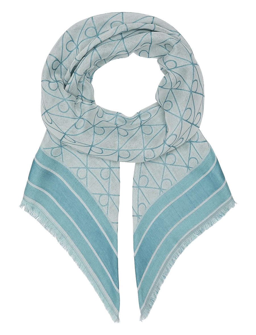 Calvin Klein - EMBLEM AOP JACQUARD SQUARE SCARF - kerged sallid - whispering blue - 0