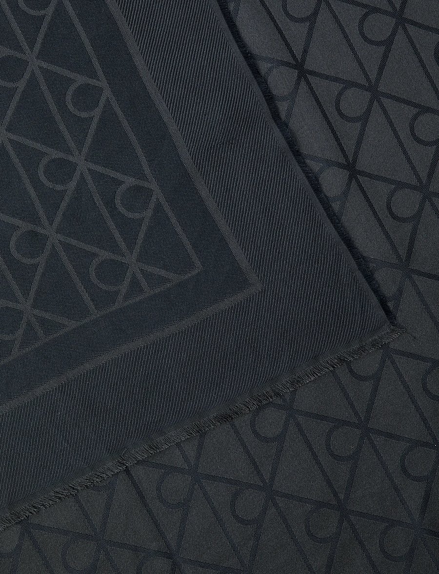 Calvin Klein - EMBLEM AOP GLOSSY TONAL SCARF - szaliki - black - 2