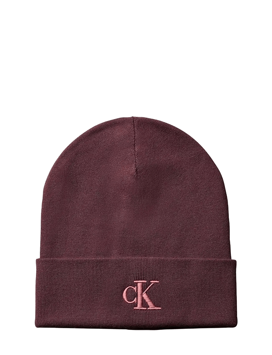 Calvin Klein - CK FINE RIB BEANIE - beanies - fudge - 0