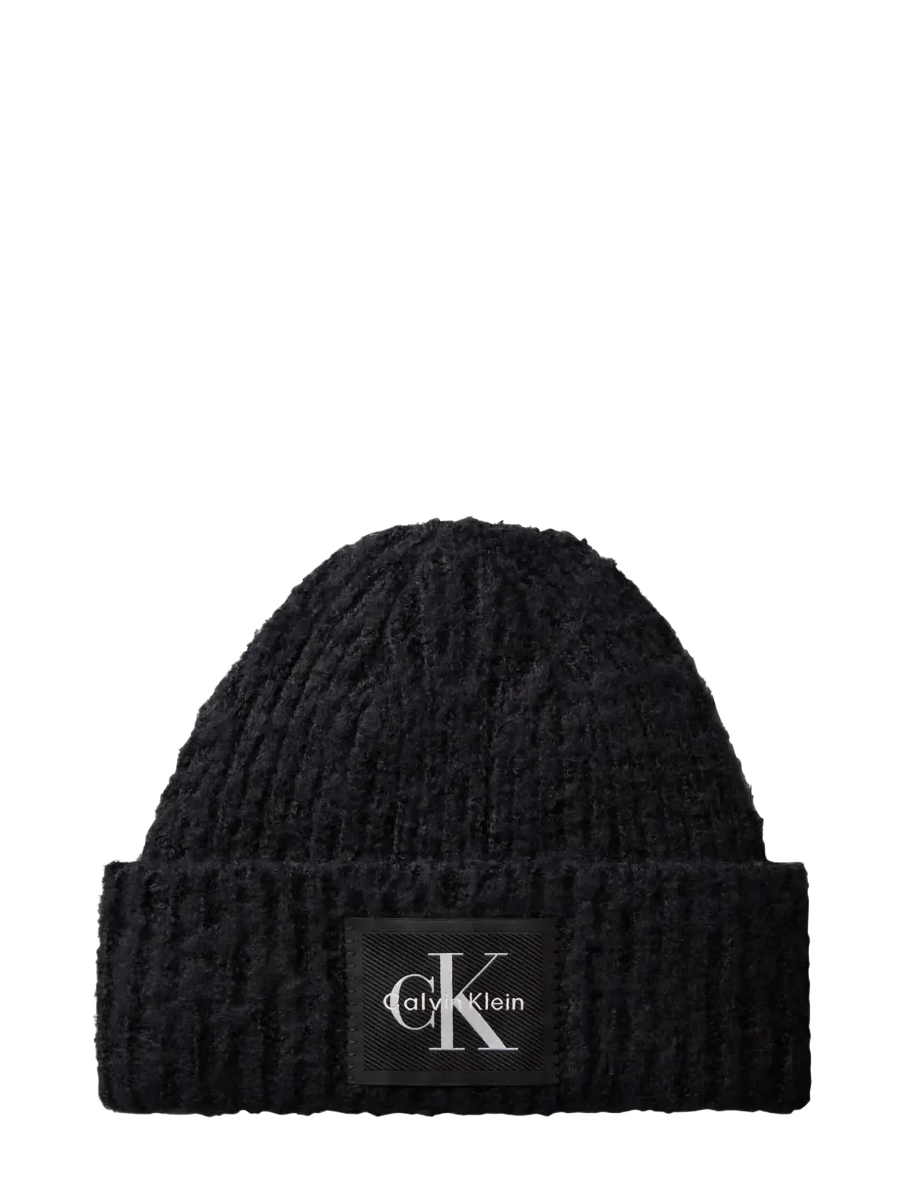 Calvin Klein BRUSHED SOLID CHUNKY RIB BEANIE - Huer - BLACK / black