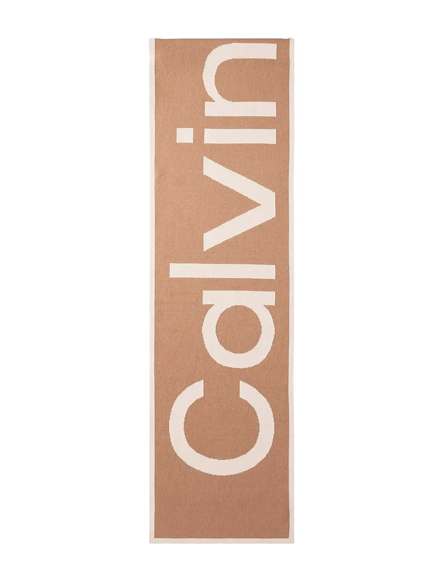 Calvin Klein - BOLD LOGO 2-TONE JACQUARD SCARF - sjalar - affogat - 0