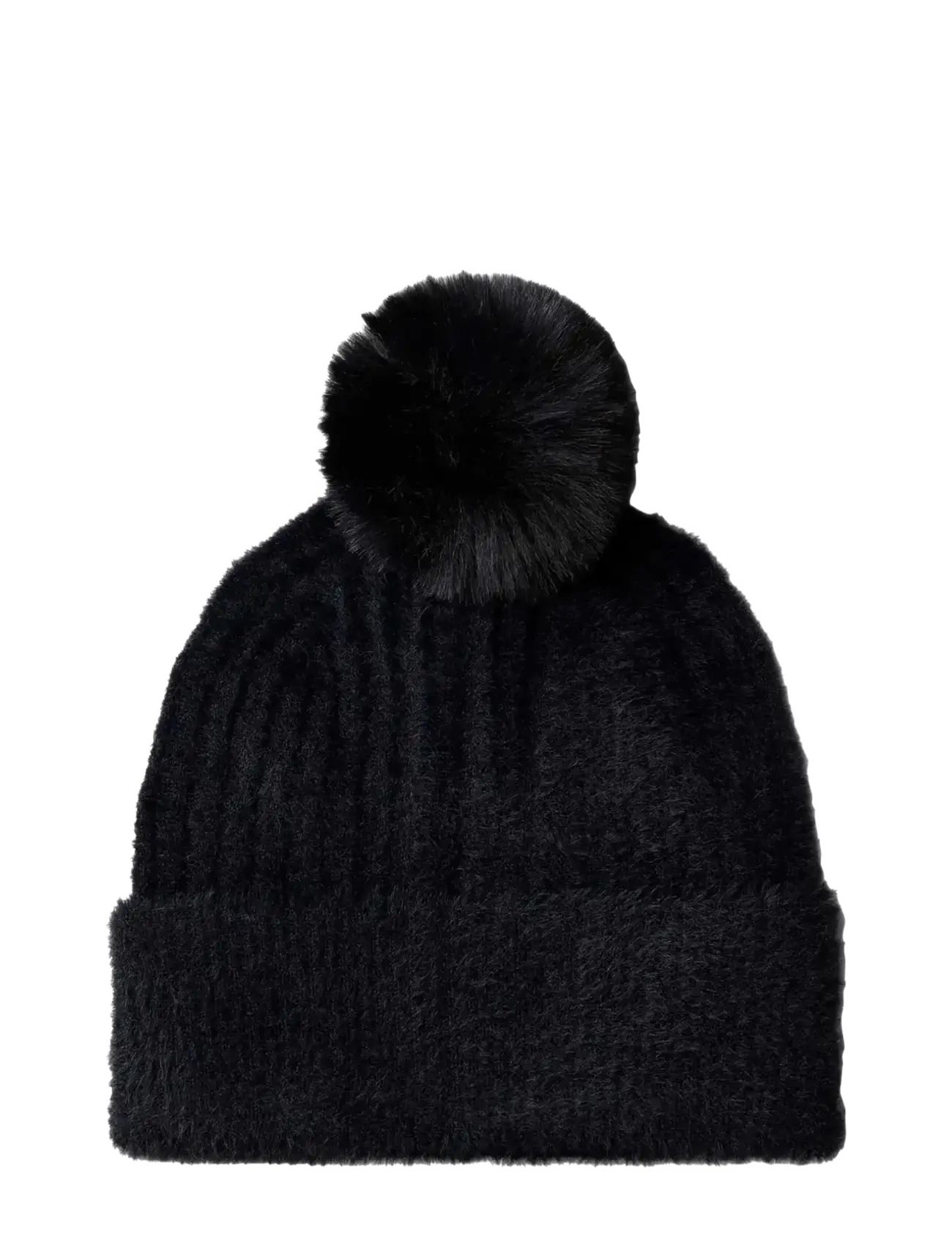 Calvin Klein - FUZ﻿ZY RIB POMPOM BEANIE - kootud mütsid - black - 1