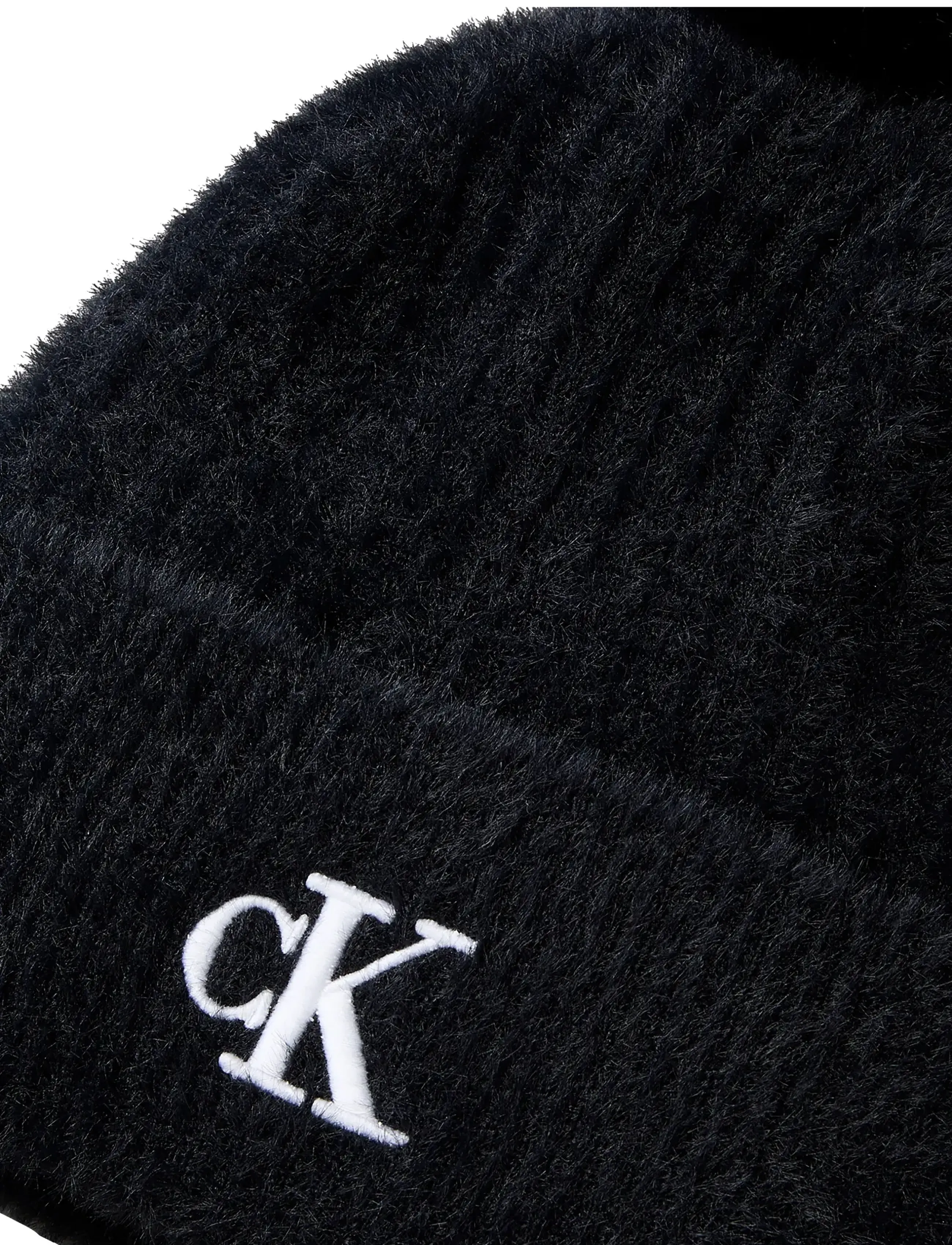 Calvin Klein - FUZ﻿ZY RIB POMPOM BEANIE - kootud mütsid - black - 2